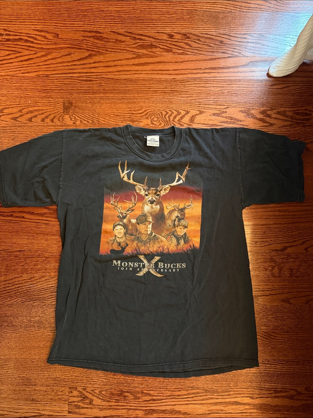 Realtree Black Monster Bucks Graphic Tee with Orange and Brown Print